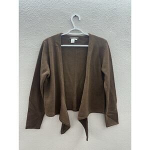 Isabella Bird Womens Cardigan Size Medium Brown Merino Angora Cashmere OpenFront